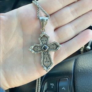 Hyo silver onyx cross necklace